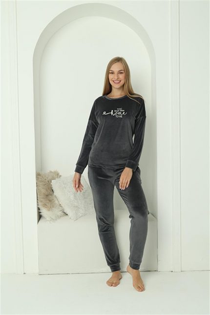 Modelisse - Kadın Kadife Füme Pijama Takım 20624