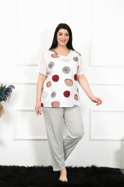 Modelisse - Kadın 5XL-6XL-7XL-8XL Büyük Beden Kısa Kol Pijama Takım 75002