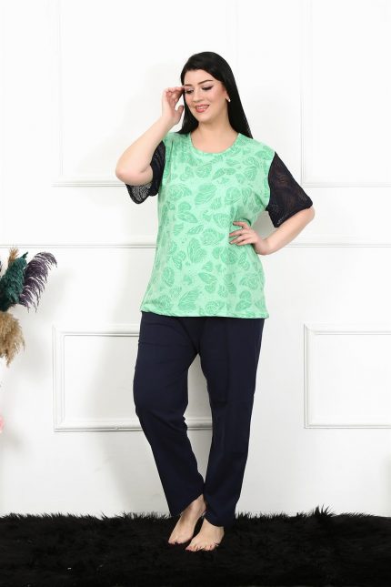 Modelisse - Kadın 5XL-6XL-7XL-8XL Büyük Beden Kısa Kol Pijama Takım 75004