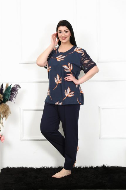 Modelisse - Kadın 5XL-6XL-7XL-8XL Büyük Beden Kısa Kol Pijama Takım 75005