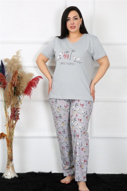 Modelisse - Kadın Büyük Beden Kısa Kol Pijama Takım 202189