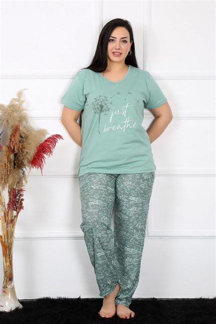 Modelisse - Kadın Büyük Beden Kısa Kol Pijama Takım 202191