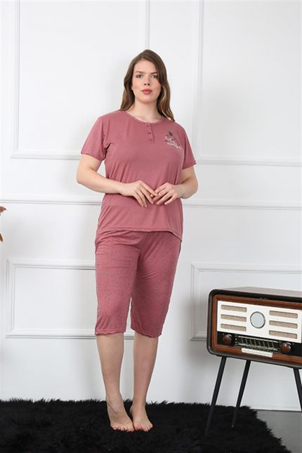 Modelisse - Kadın Büyük Beden Viscon  Kapri Pijama Takım 202201